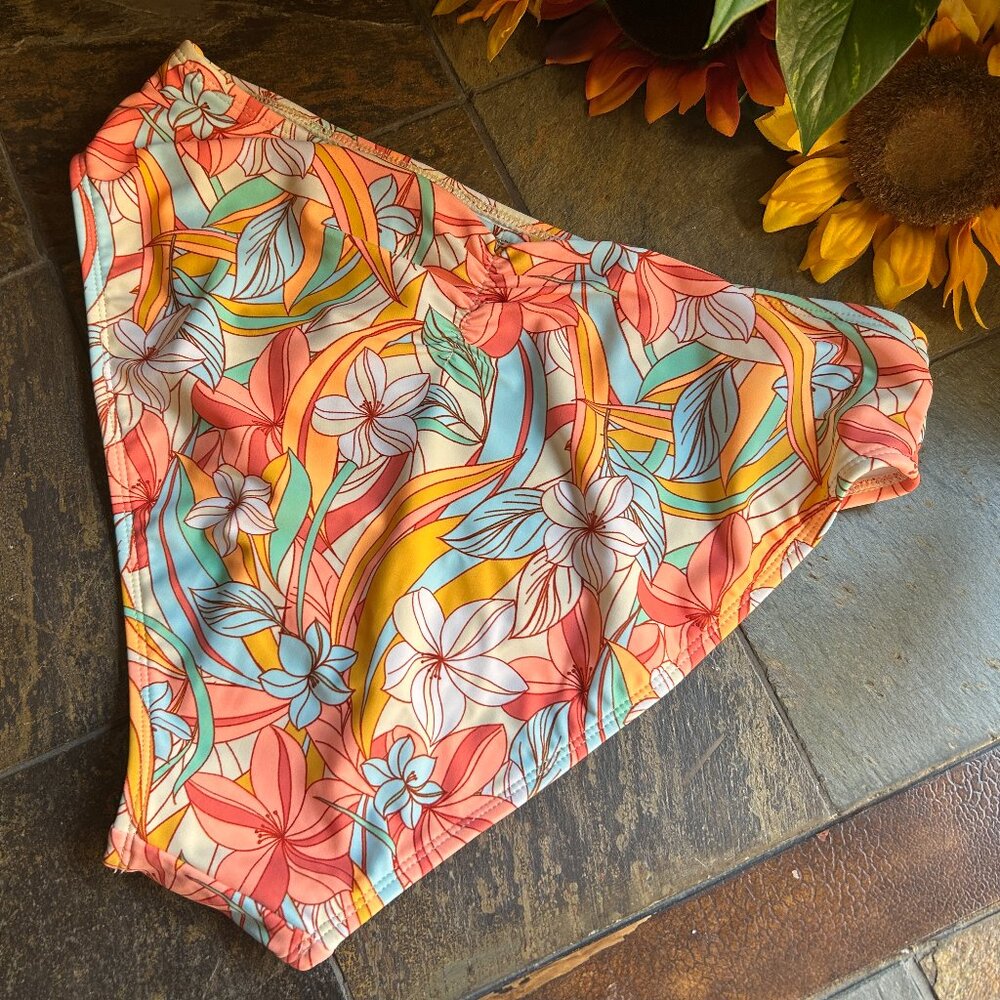 Xhilaration Hawaiian Print Hi-Leg Bikini Bottoms